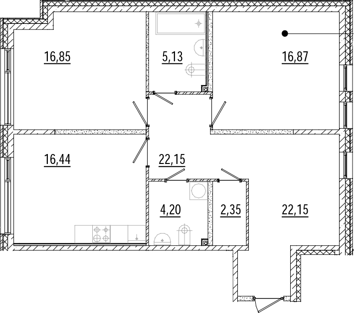 2-комнатная квартира 83.99 м², 2/7 эт., ЖК «Мануфактура James Beck»